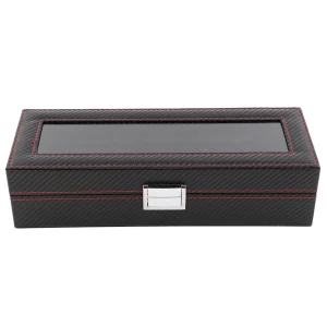 6 Slot Watch Box Travel Carbon Fiber Case Jewelry Display Storage Collector Org✈