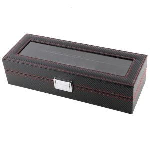 6 Slot Watch Box Travel Carbon Fiber Case Jewelry Display Storage Collector SG