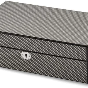 High Gloss Black Carbon Fiber Patterned 10-Watch Case