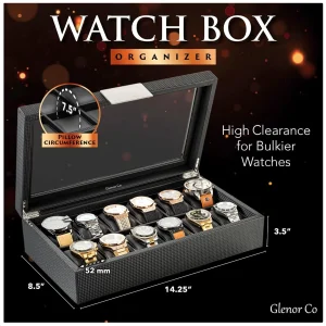 Luxury Carbon Fiber Watch Box - 12 Slot Display Case