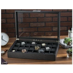Carbon Fiber 24 Slot Watch Box - Luxury Display Case