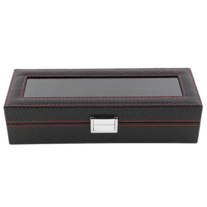 6 Slot Watch Box Stylish Carbon Fiber Case For Watch Storage Organizer ...
